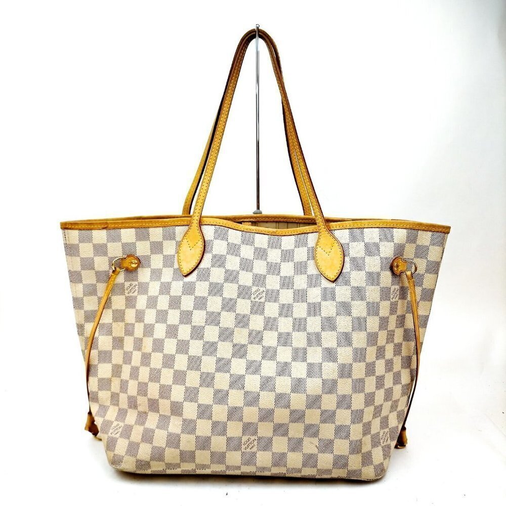 Louis Vuitton Neverfull Mm White Damier Azur Tote